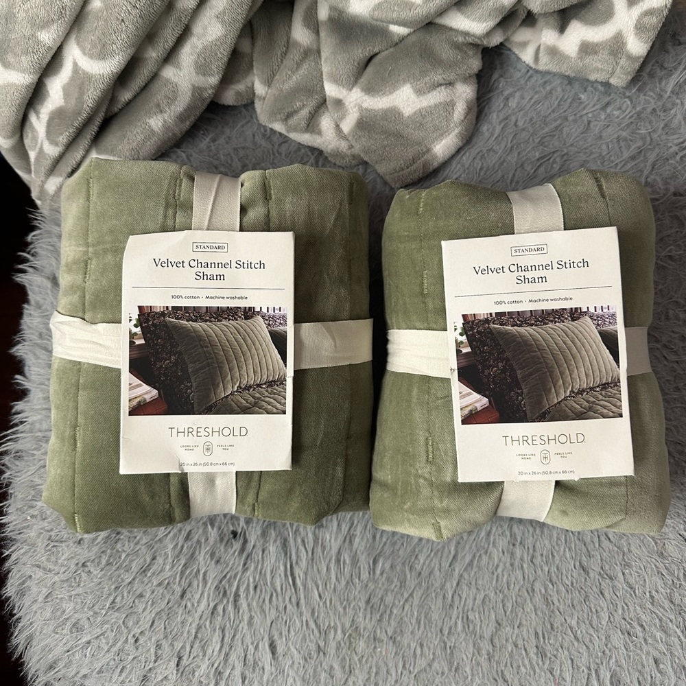 Threshold Velvet Channel Stitch Shams - Set of 2